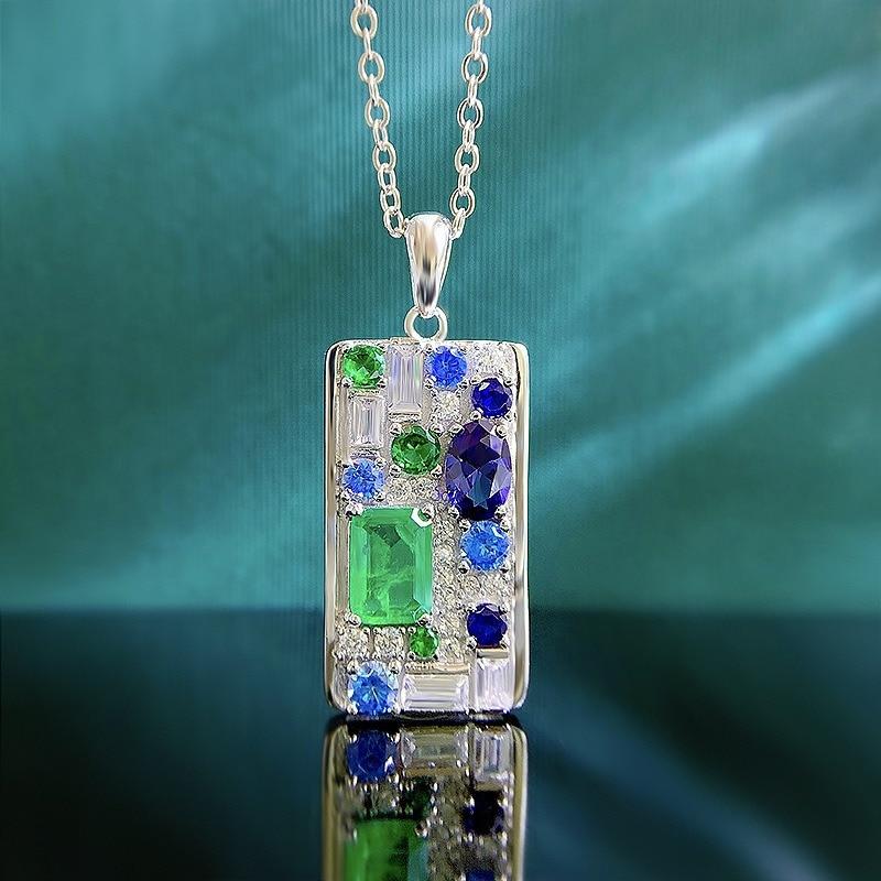 

SACE GEMS S925 стерлингового серебра 5*7 мм изумрудный кулон ожерелья для женщин помолвка коктейльная вечеринка изящные ювелирные изделия подарок зелёный