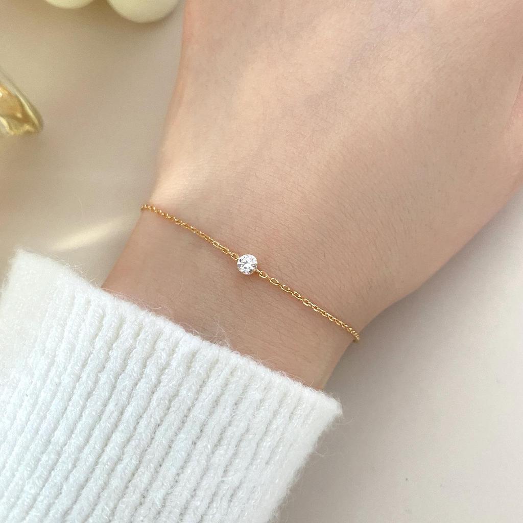 S925 Sterling Silver Single Stone Diamond Bracelet - Sparkling, Fashionable & Versatile Women's Jewelry