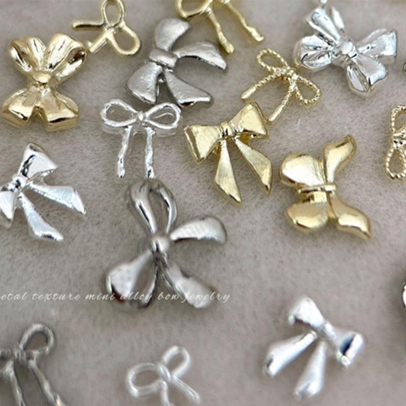 20pcs Metal Bowknot Nails Art Decoration 3D Nail Charms for Women Nails Art