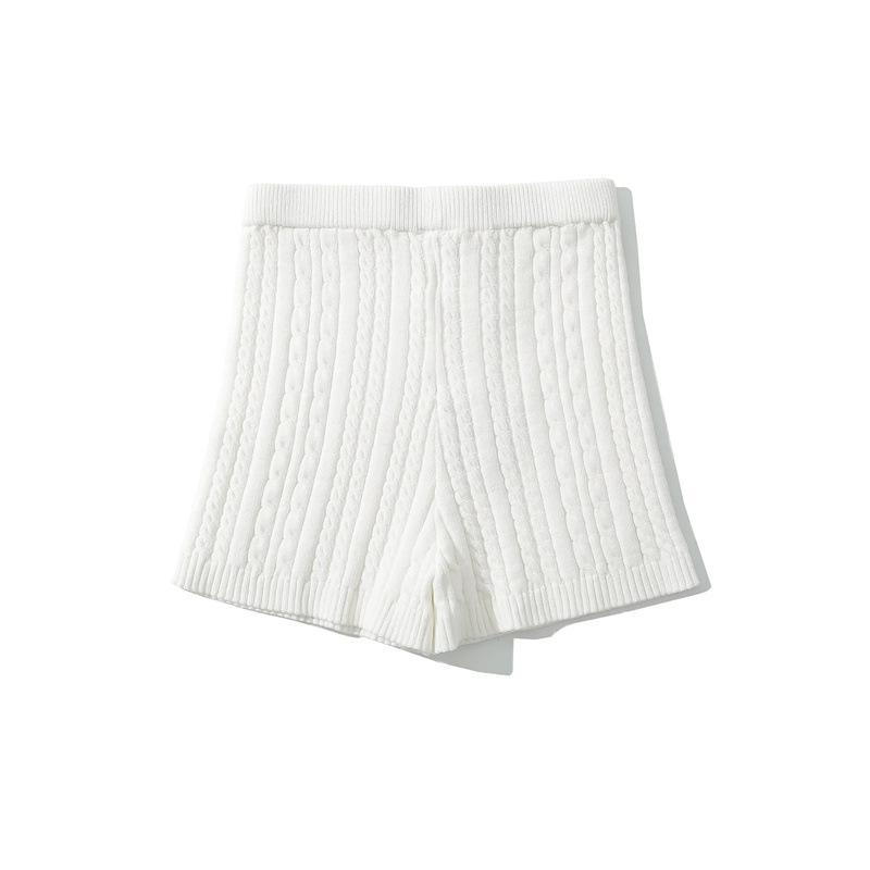 

Эластичные трикотажные шорты с высокой талией для женщин, однотонные, прямые, офисная женская одежда 2025 года, весна-осень, новинка, защита конфиденциальности L белый