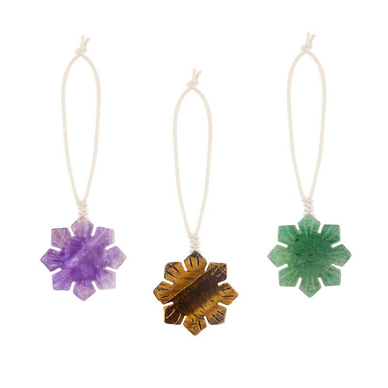 1 Stück Anhänger in Form einer Schneeflocke aus Naturstein, Amethyst, Tigerauge, Opal, Charms, Accessoires, Dekorative Weihnachtsserie