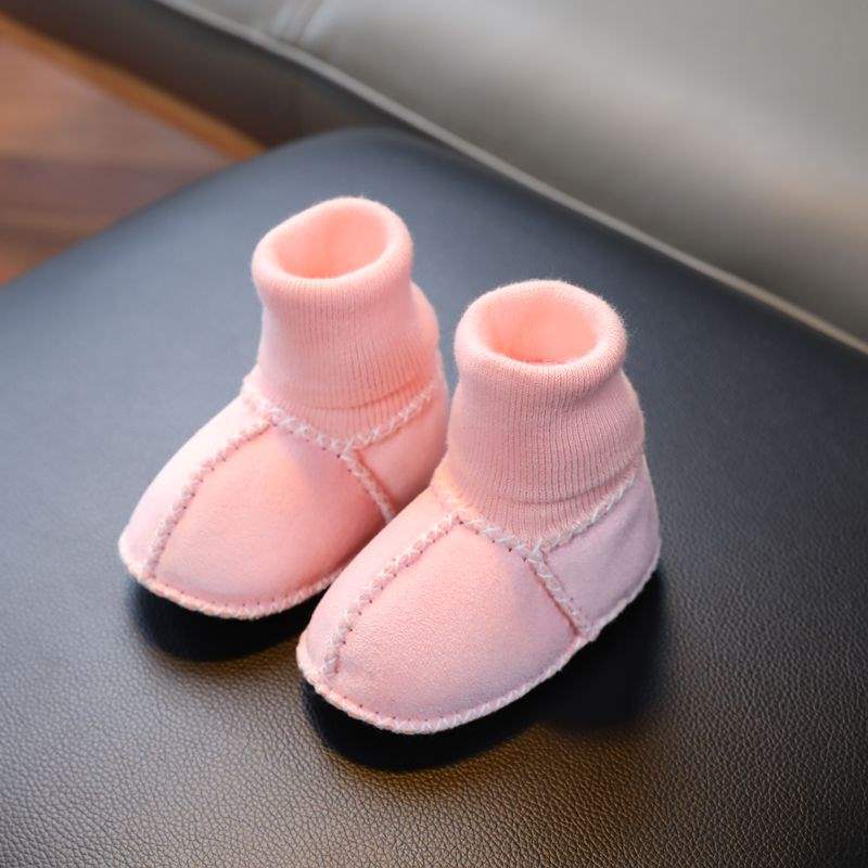 Fur Integrated Baby Shoes and Socks Warm Thick Autumn and Winter Baby Soft Soles Do Not Fall Off Toddler Shoes Newborn 0-6-12