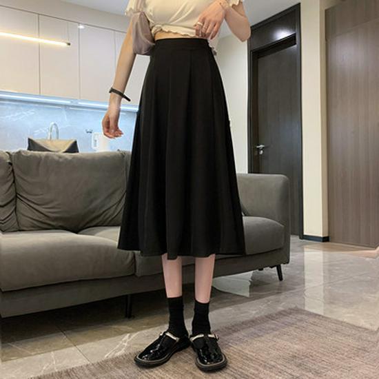 Beige Drapey High Waist A-Line Midi Skirt for Women - Spring/Summer Edition