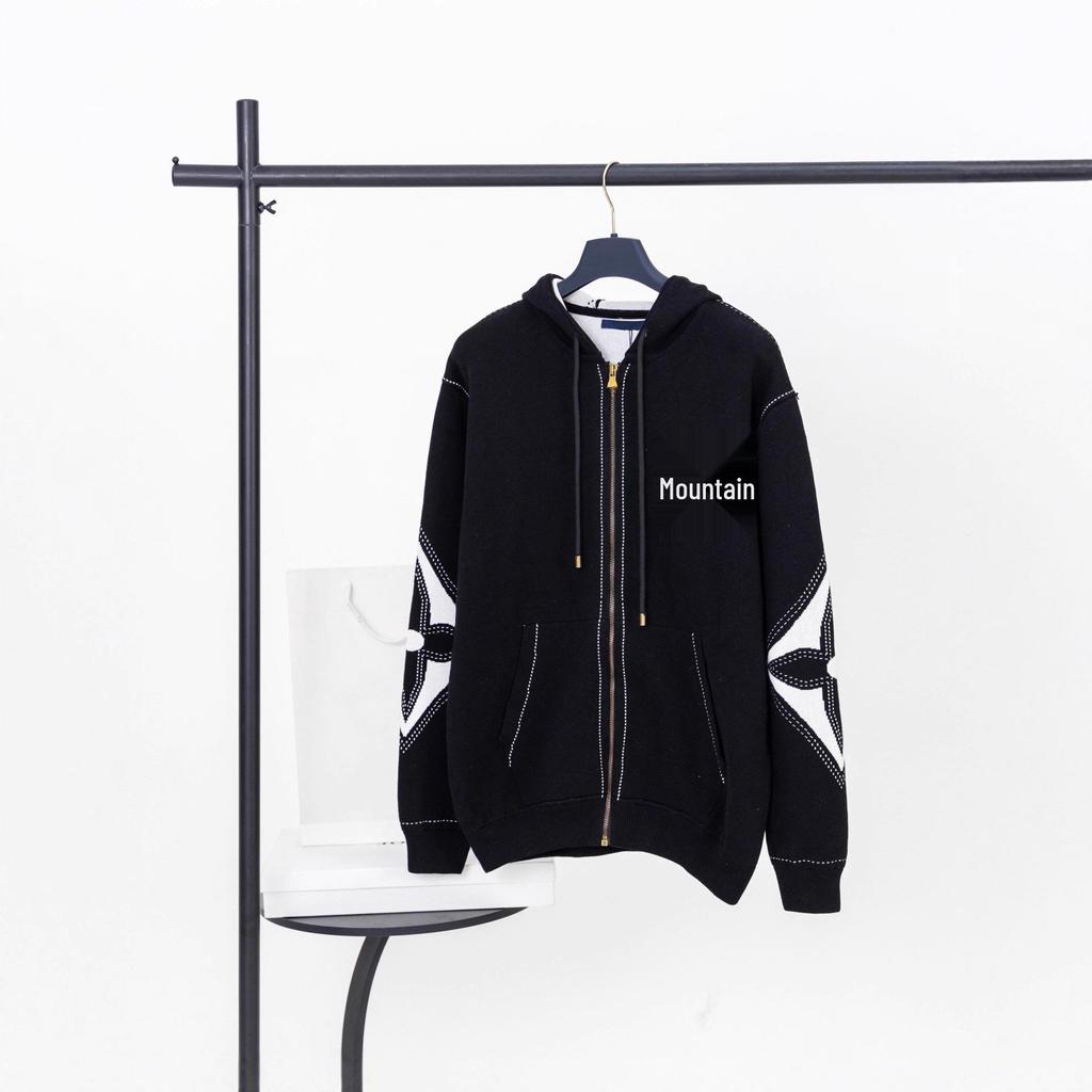 Cross25SS Unisex Autumn/Winter Embossed Knit Zipper Cardigan Hoodie