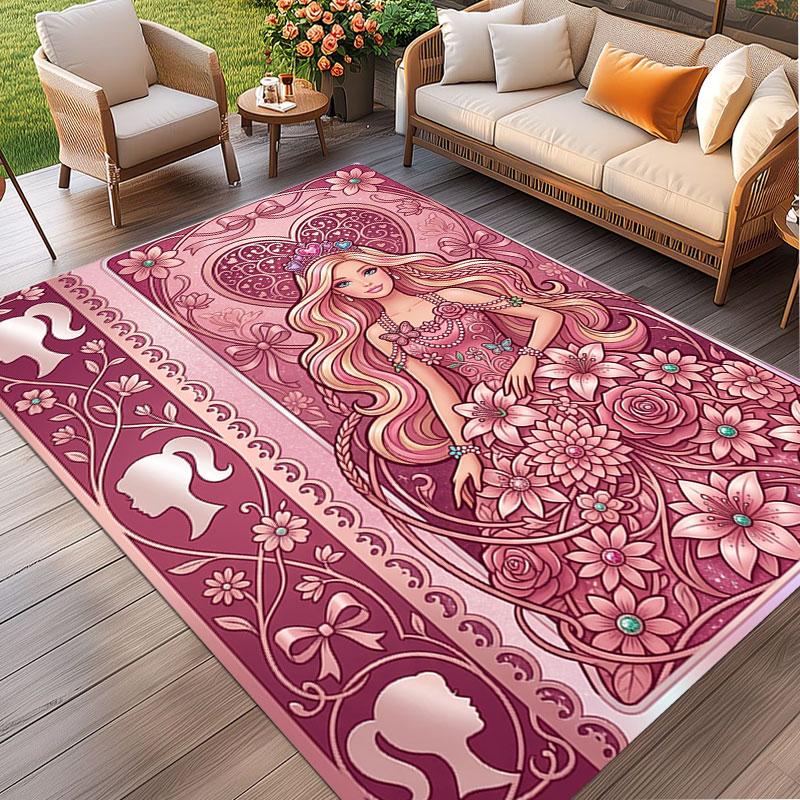 Barbie Print Rug, Washable Floor Carpet, For Entryway Dorm Laundry Room Office Study, Home Decor Birthday Christmas Gift