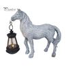 Patio Resin Decoration Solar Garden Horse Figurine Sculpture with Lantern Animal Desktop Retro Statue for Farmhouse Home Indoor Outdoor Decor Yard Art