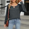 Women's Solid Color Loose-Fit Long-Sleeve T-Shirt Top