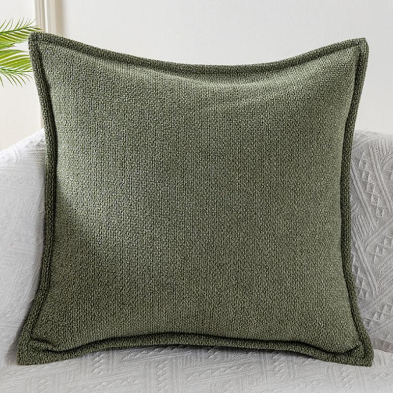 Solid Plush Square Throw Pillow Cover With Piped Edge For Sofa Bed Office Living Room Home Decor
