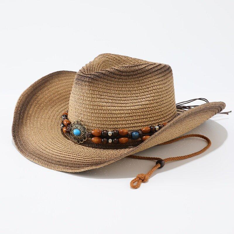 Summer Men's Women's Western Top Hat, Sun Hat, Jazz Hat, Sun Protection Hat, Spray Painted Cowboy Straw Hat