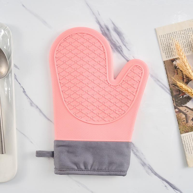 Anti-scald Thickened Silicone Gloves Heat Resistant Microwave Oven Baking Gloves BBQ Gloves Anti-slip Heat Insulation Mitts