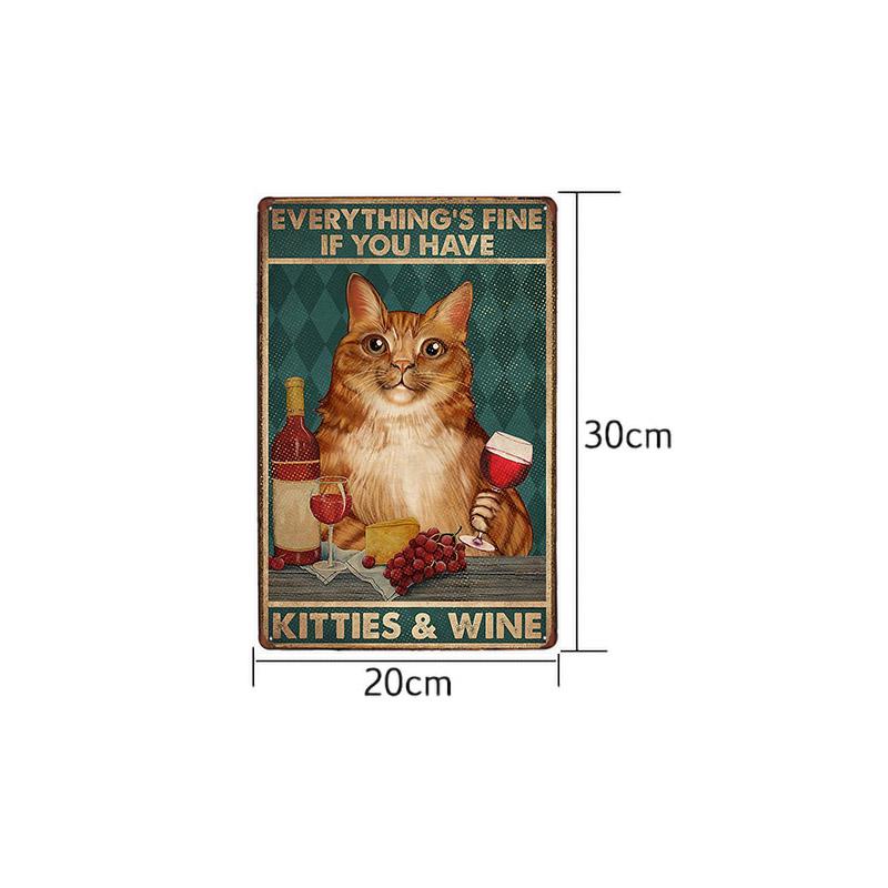 Lustiges Katzen-Vintage-Metallschild, Teller, Dekoration, Hausmalerei, Wohnzimmer, Tierhandlung, Poster, Wand, Retro-Dekor, Kunstplakate, 20 × 30 cm