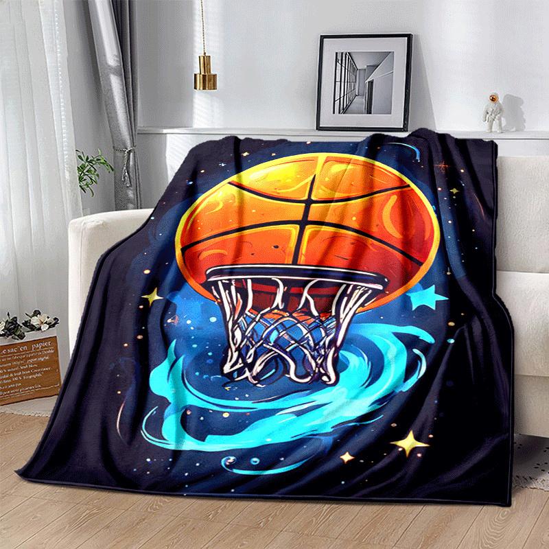 1pc Basketball Printing Lightweight Flannel Blanket, Comfortable and Warm Blanket, for Camping Sofa Bed and Couch Office, Suitable for Gift B