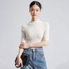 Fengxun Women's Silk Blend Stand Collar Mid-Sleeve Knit Top