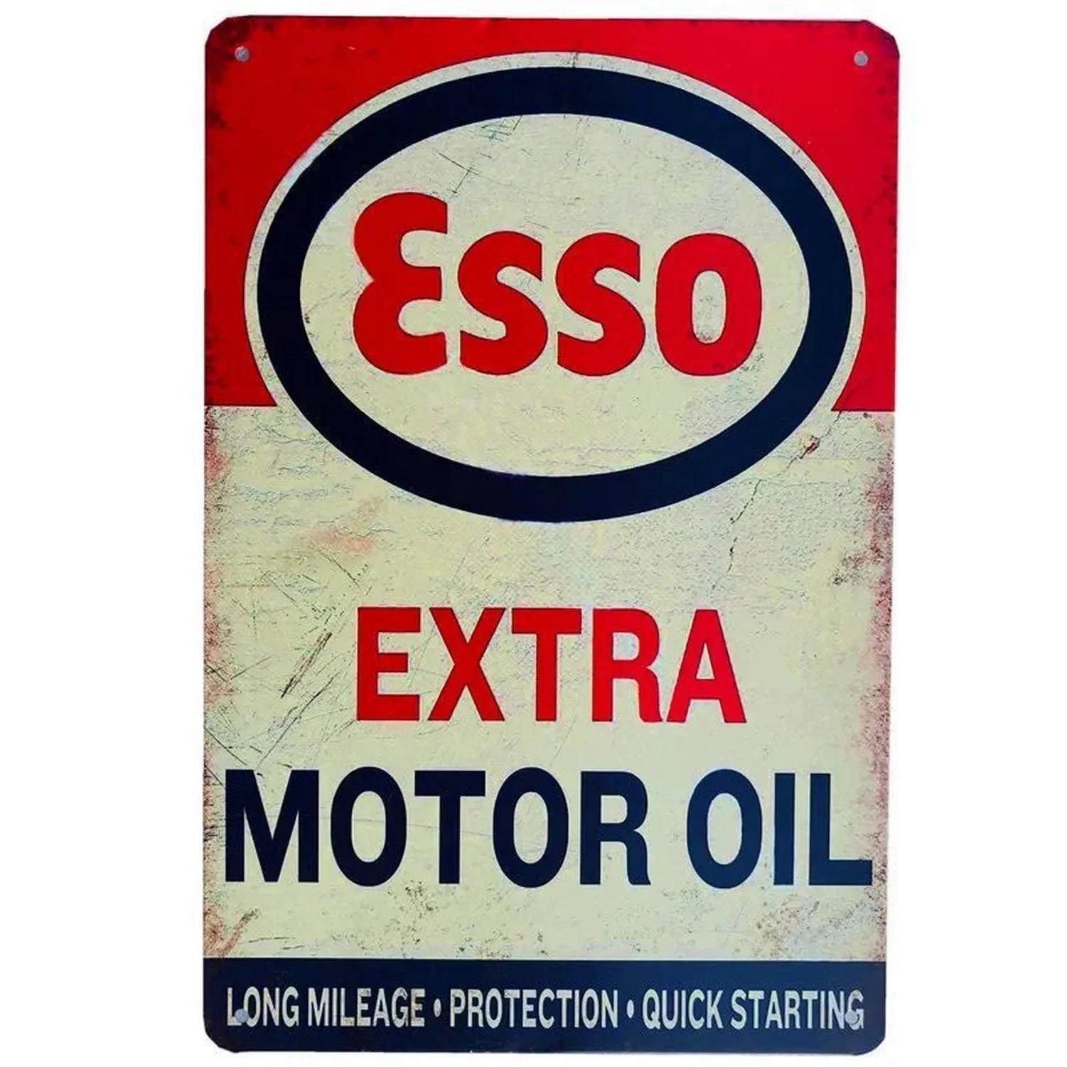 Моторное масло Газ Металлические знаки Esso STP Настенное искусство Постер Табличка Винтаж Мужчина Дом Пещера Кафе Гараж Клуб Бар Жестяная картина Украшение 20x30cm(7.8x11.8inch)
