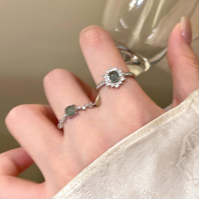 New Chinese Zircon Water Drop Gourd Adjustable Ring Cold Feeling Index Finger Ring Retro Jewelry Women