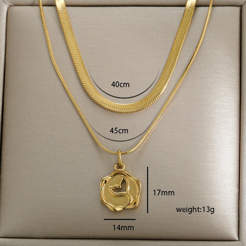 Custom 304 Stainless Steel 18K Gold Plated PVD Doble Collarbone Necklace Waterproof Heart Butterfly Pendant Women