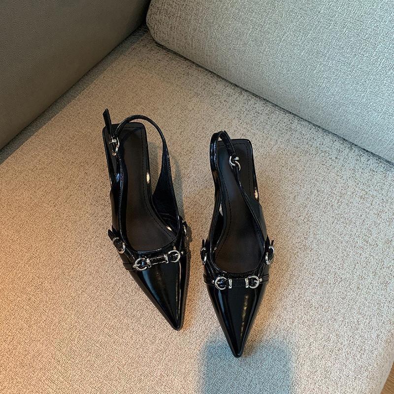 Baotou high heel shallow spring new rear empty thin heel temperament celebrity pointed head single shoes fashion sandals