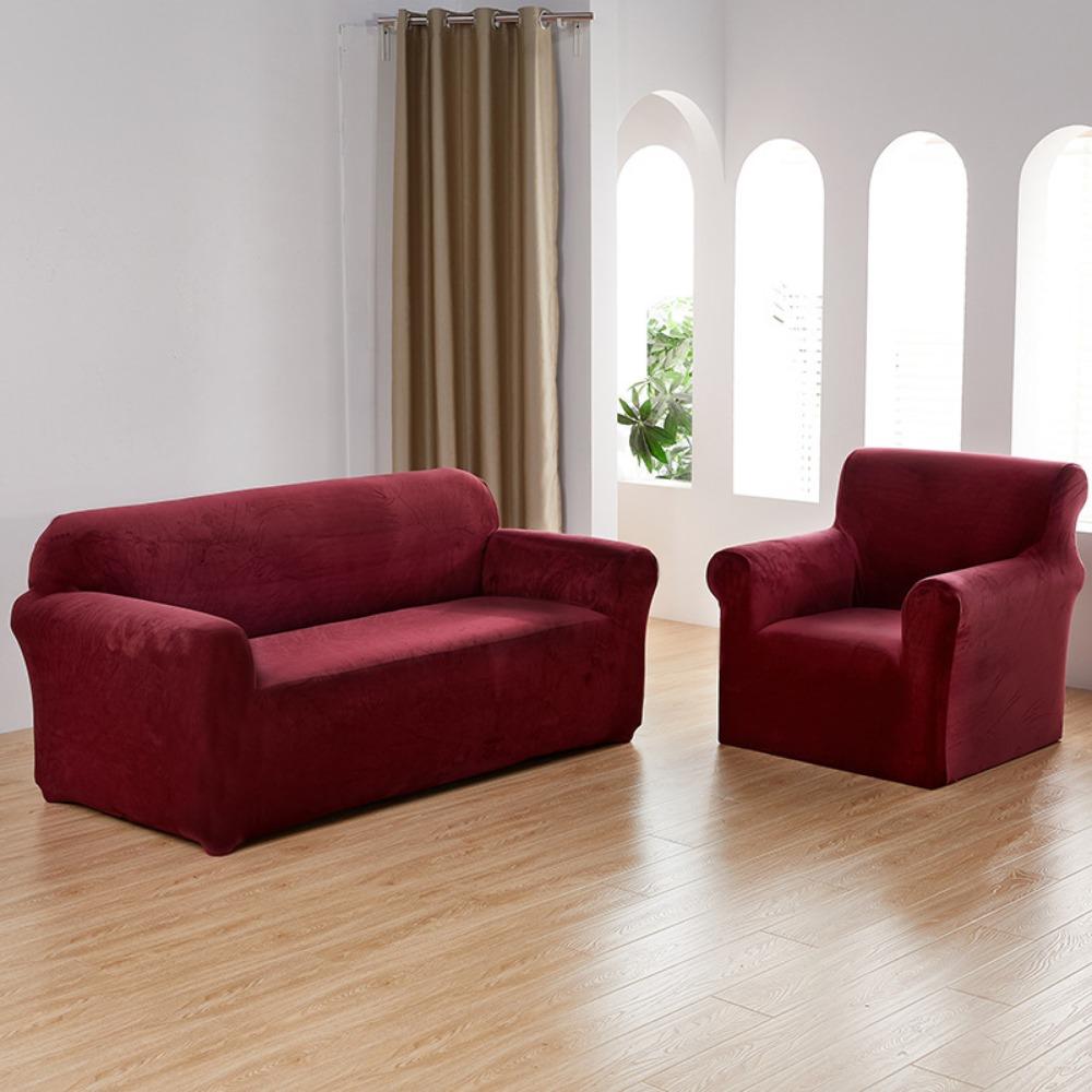 Velvet Sofa Cover Stretch Full Protection Dustproof Elastic Sofa Protector