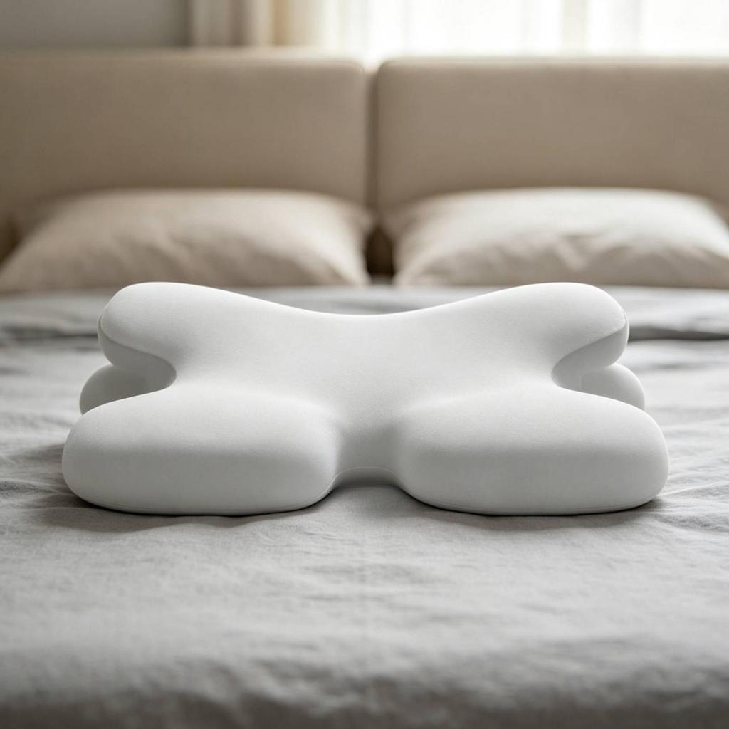 Cervical Support Pillow with Ice-Silk Cover Contoured for Bedroom, Back Sleepers
