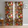 Window Cartoon Birch White Fox Curtains Living Room Tulle Curtains Kitchen Decor Kids Room Curtain Window Treatment