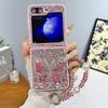 Tide Brand Glitter Is Suitable for Samsung ZFlip5 Mobile Phone Case, Folding Rhinestone Bow Zflip4/3 Portable Protective Case.