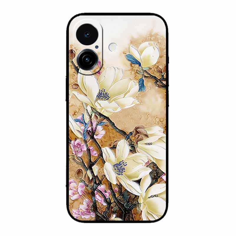 3D Emboss Case For iphone 17 2025 Phone Case Coque Flowers Black Silicone Soft Back Cover For iphone 17 5G Case 6.3" Funda Shell