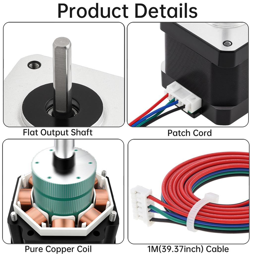 Nema 17 Schrittmotor 60mm 2A 85Ncm Drehmoment 1,8 Grad 4-Draht Bipolar Schwerlast CNC 3D-Drucker Upgrade Inklusive Kabel Halterung