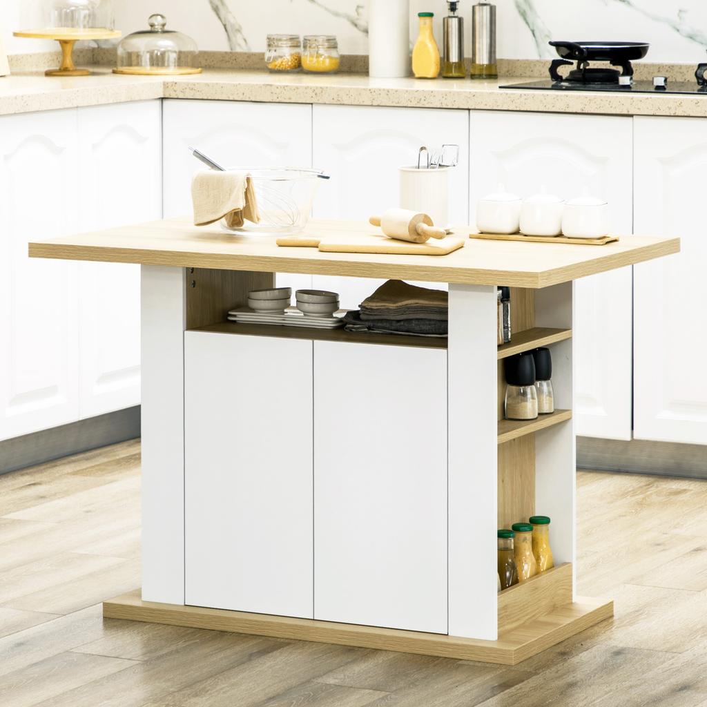Kuchyňský ostrůvek se velkou pracovní deskou pro 4 osoby - rozměry. 110L x 70Š x 75,5V cm