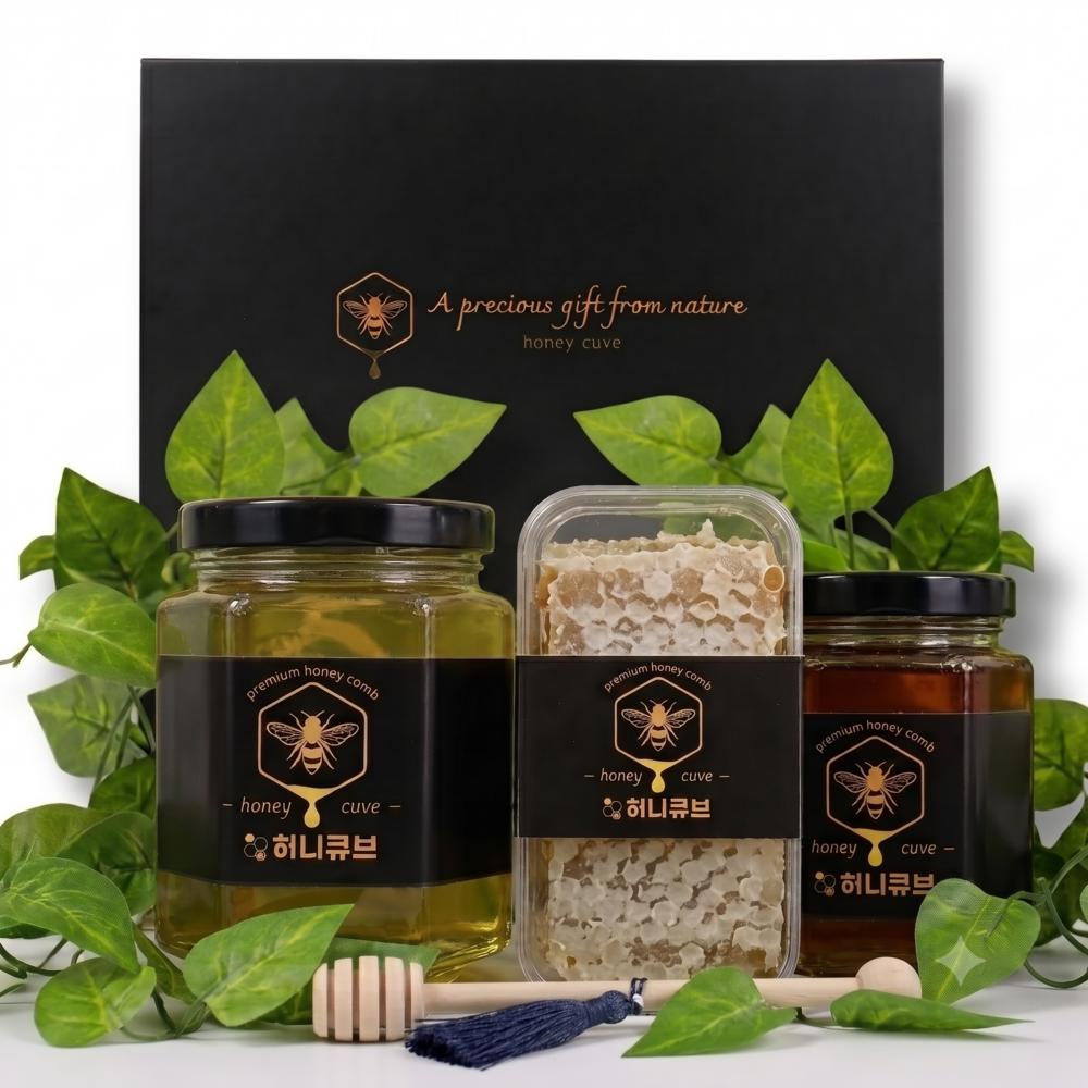 Honeycomb Honey Gift Set, 100% Domestic Honey, Acacia Honey, Wildflower Honey, Set, Parents' Health, Group Gifts, Meeting of Families