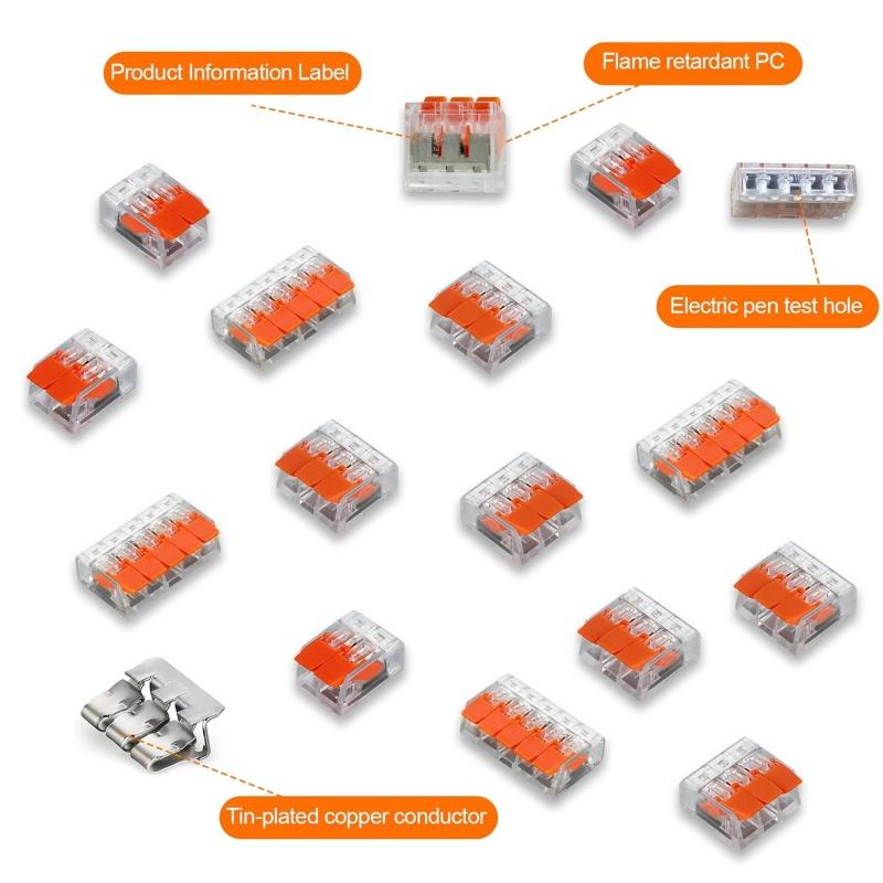 90pcs Lever Wire Connectors 2/3/5-Port Quick Splicing Terminal Block Electrical