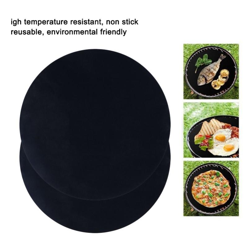 10Pcs Round Barbecue Grill Mat PTFE Reusable Non Stick High Temperature Resistant Fryer Mat For Frying Cooking Grilling
