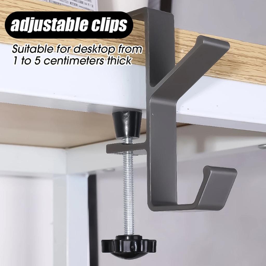 Multifunction Desk Edge Hook Adjustable Backpack Storage Hook Portable Handbag Rack Punch Free Home Office Desk Edge Hanger Hook