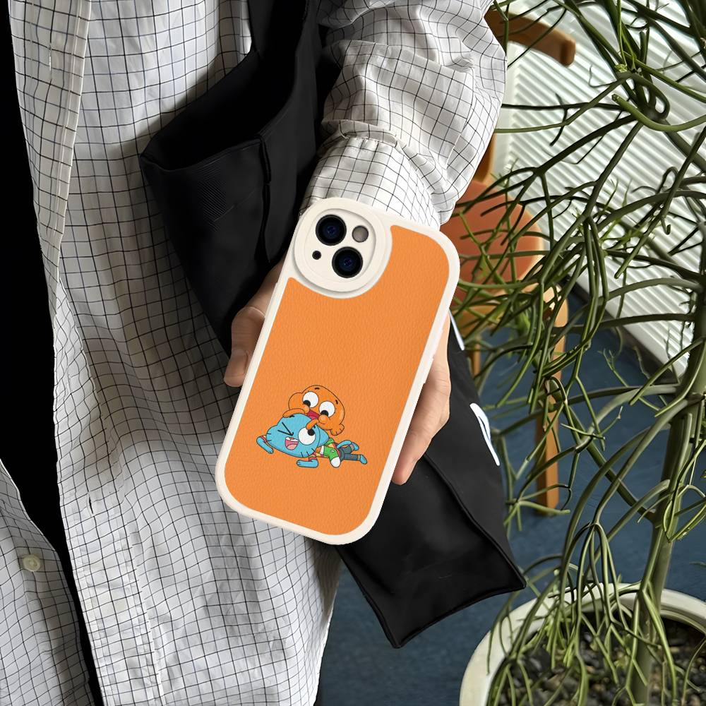 The A-Amazing World Gumball Anime Phone Cover For IPhone 11 12 13 14 15 16 Pro Max Mini Plus Soft Leather Case