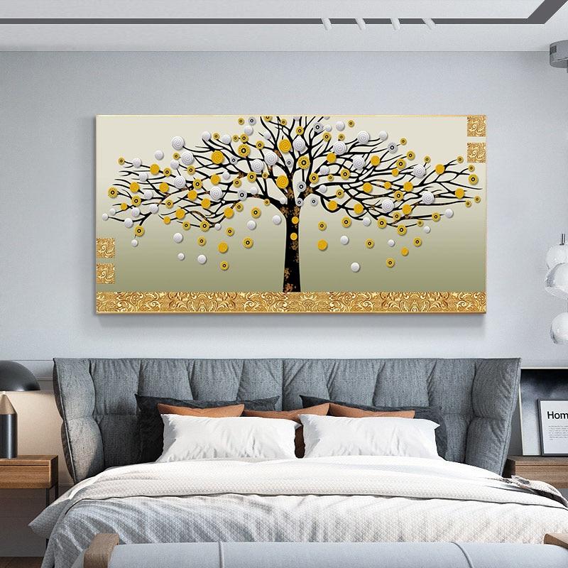 Pintura de flores de paisaje de viento, decoración de arte de la pared, decoración minimalista nórdica, póster, imagen, pintura para decoración del hogar y sala de estar
