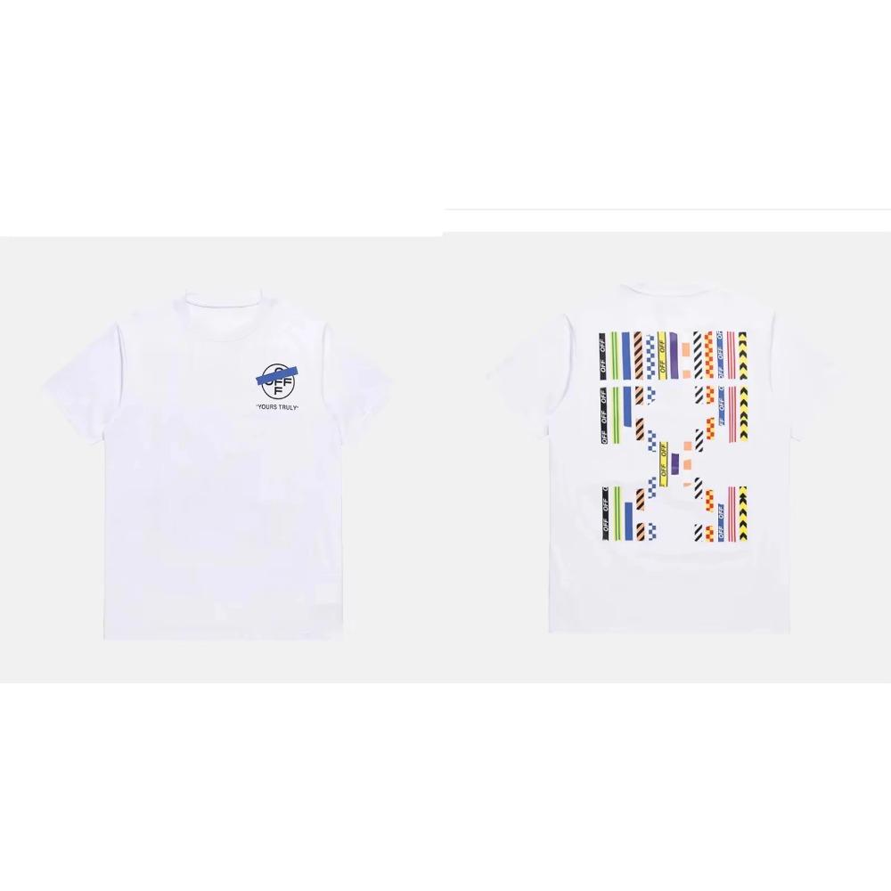 Summer Color Letter-printed Short Sleeve T Men's High Street Loose T Shirt Female Couple Fashion Brand White