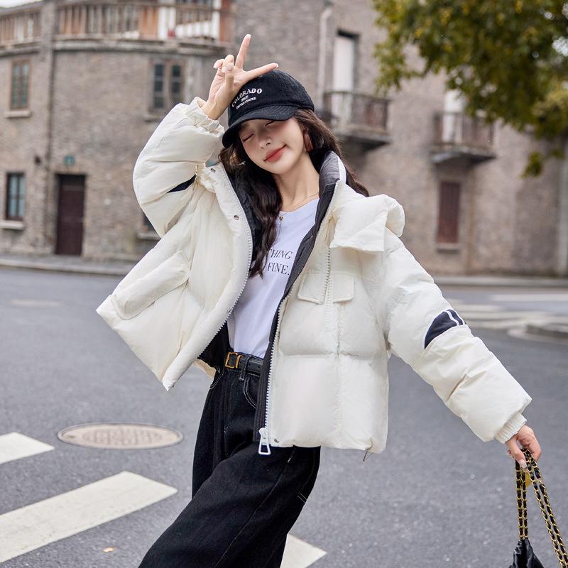 

Women s Winter Loose-Fit Hooded Down Jacket - Korean Style, 90% White Duck Down M (115-130 jin)