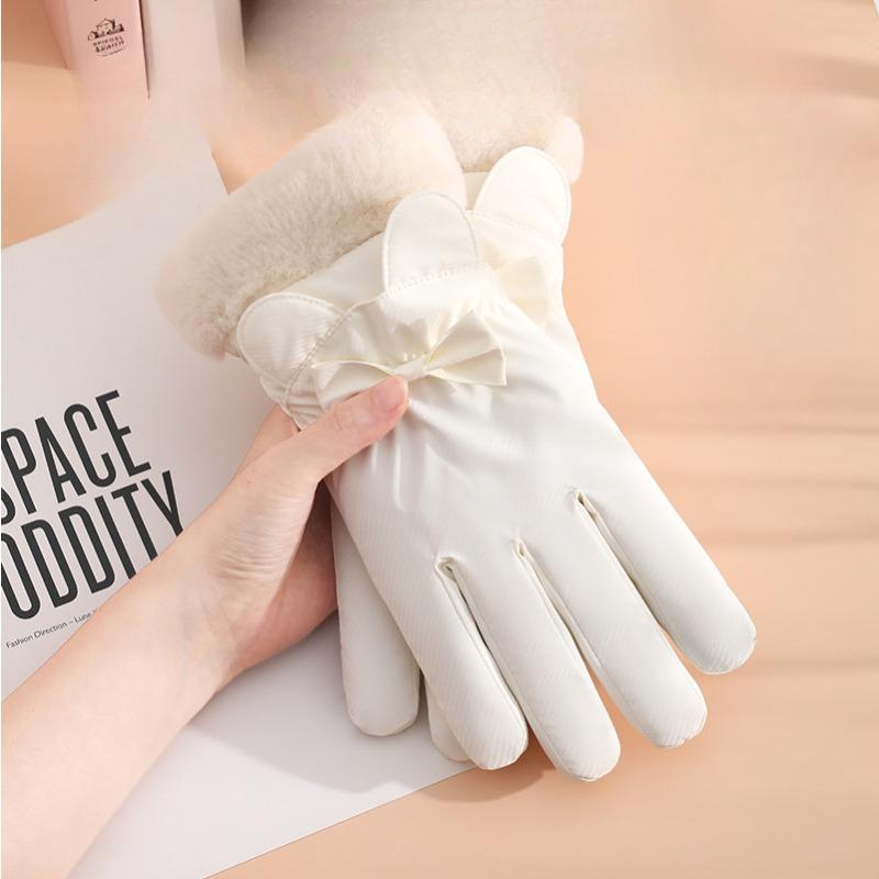 Fashionable Warm Gloves for Women In Autumn and Winter Cute Plush Warm Touch Screen Outdoor Riding Non Slip Waterproof Ski Gloves