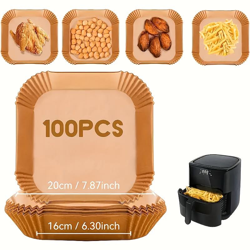 100pcs Non-Stick Air Fryer Liners - Premium Paper Single Sheets with Ridged Edges for Secure Cooking
