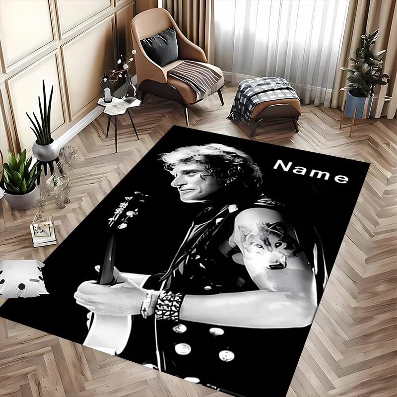Custom personalization Johnny Hallyday Area Rug - Perfect For Kitchen, Bathroom,Laundry Room Decor Large Size Available,Gift All Seasons