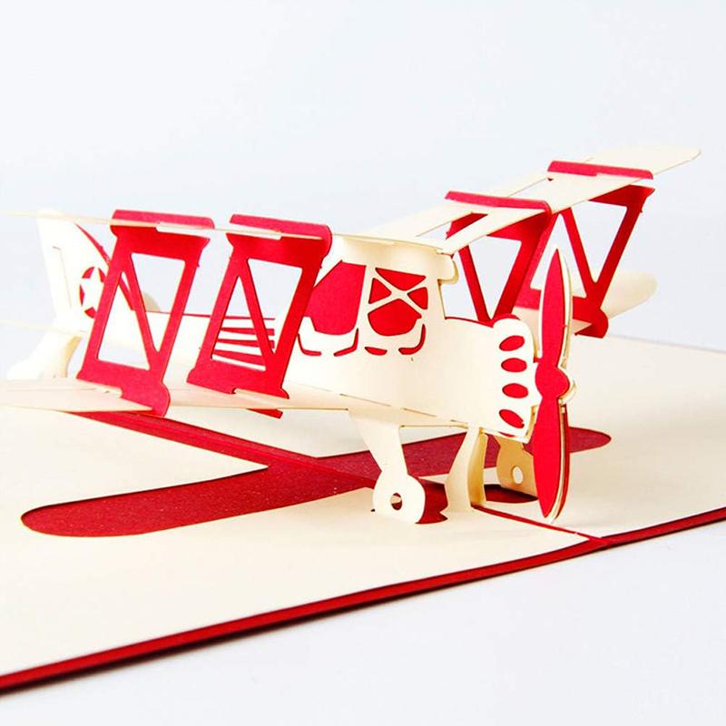 3D Airplane Style Greeting Card Party Invitation Cards Model Decoration Paper Carving Folding DIY Festival Gathering Supply TMZ