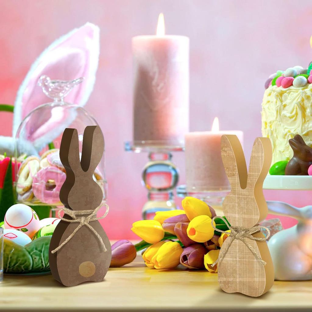 3 Pieces Of Wooden Easter Bunny Layered Tray Decoration dDesktop Center Wooden Crafts Ornament Holiday Gift