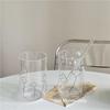 Ins Wind High Boron Silicate Heat Resistant Glass Printed Round Bottom Straw Milk Juice Glass