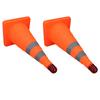 2 Stück 45 cm Faltbare Verkehrskegel mit Reflektorkragen 2 Warnlampen Orange Straßenverkehrssicherheitskegel