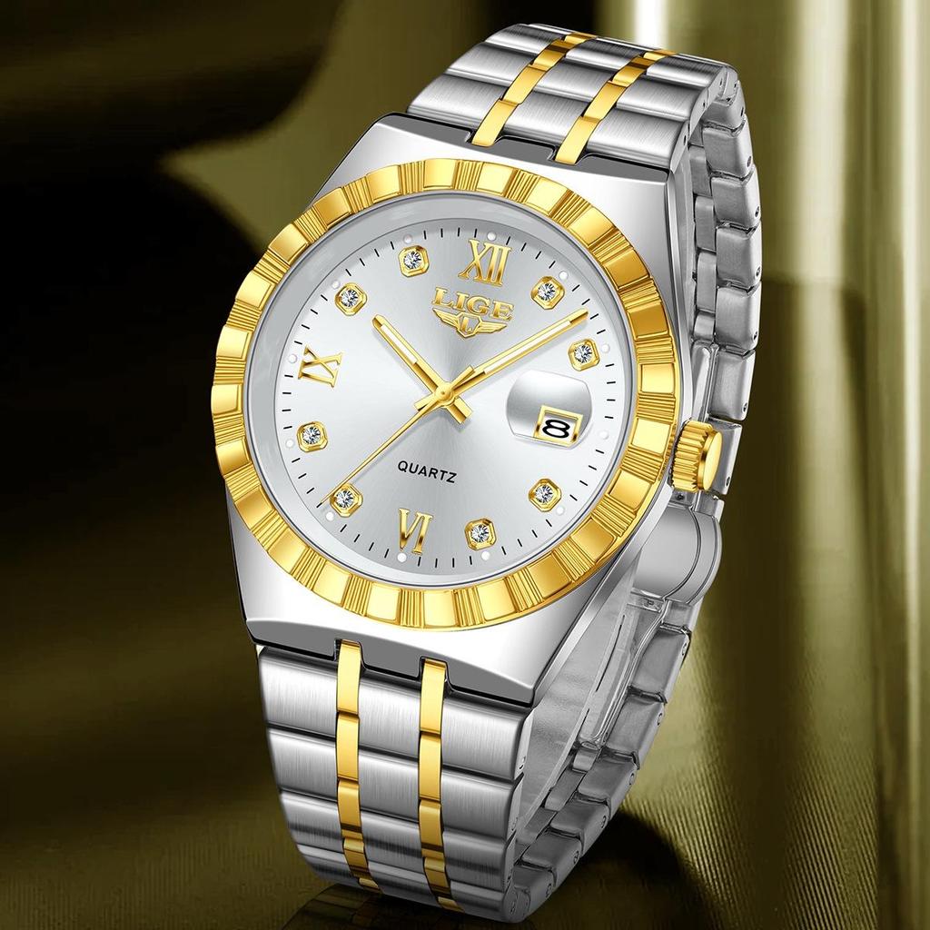 Herrenmode Businessuhr Herren Sport Schwarz Edelstahl Luxus Leuchtend Wasserdicht Herren Quarzuhren