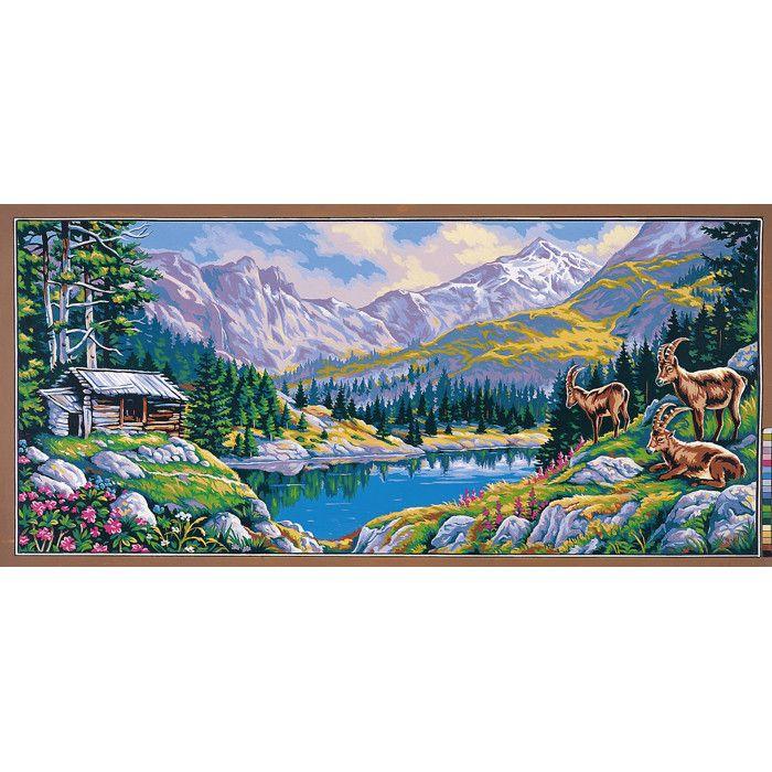 Canevas Pénélope Antique La montagne aux bouquetins 65x130cm