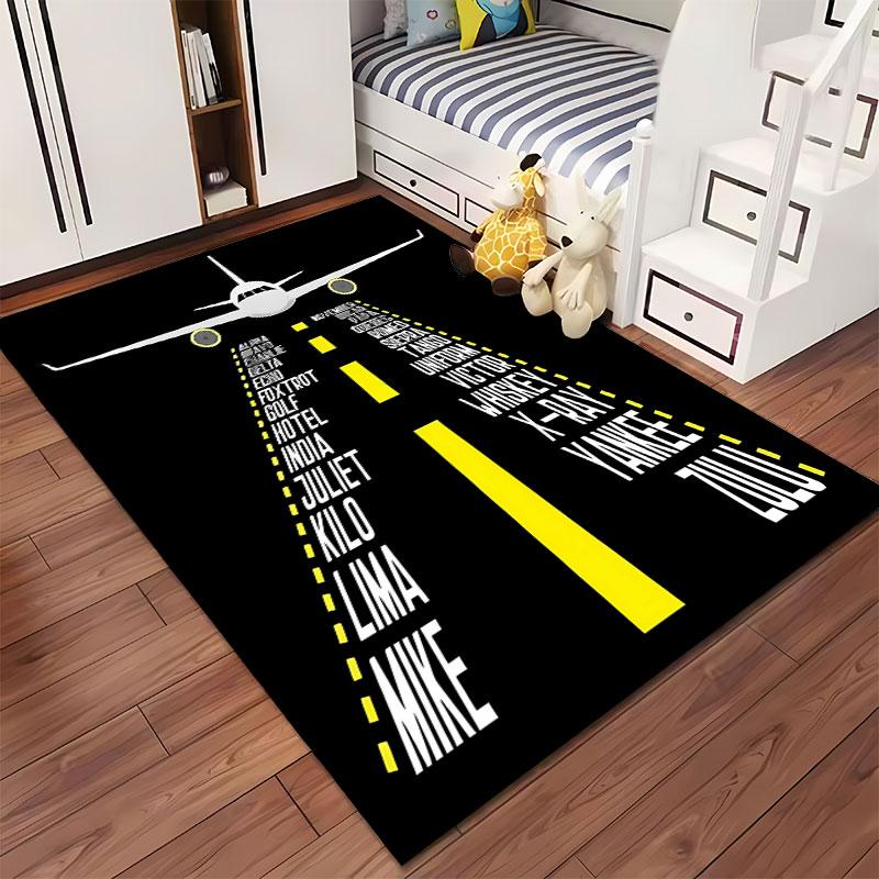 Aircraft Runway Design Carpet Suitable As a Non-slip Mat for the Living Room or Bedroom Sofa