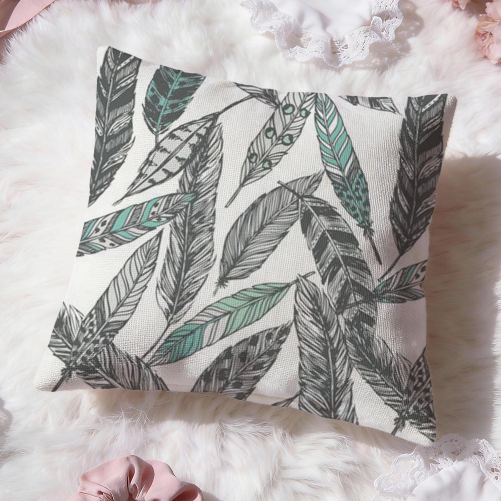 Feather Pattern Cushion Cover Premium Comfort Reversible Pillow Cove Two In One Design for Any Room Car Interior