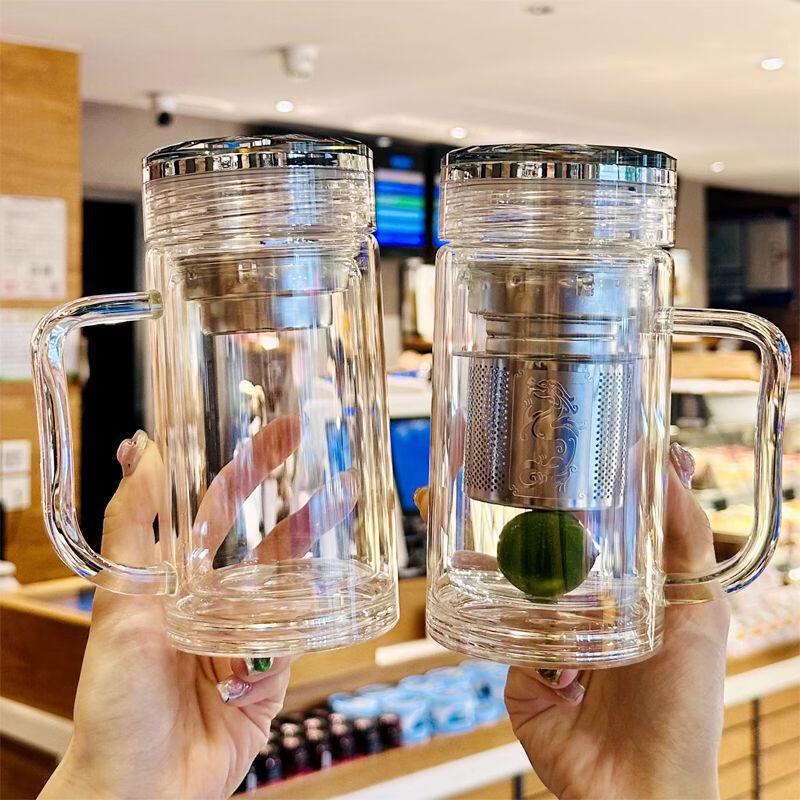 OLOEY Double-Layer Business Glass Tea Infuser Cup