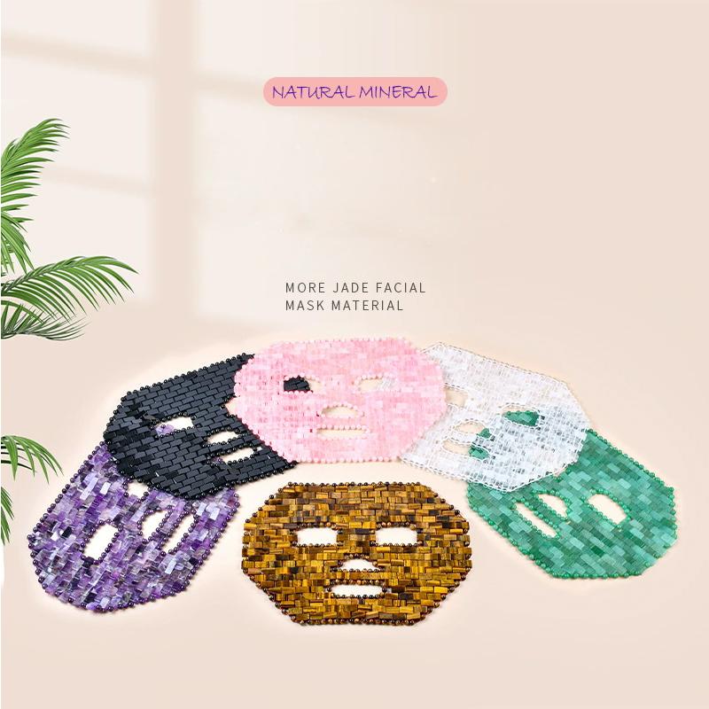 Natural Jade Mask Massager Rose Quartz Cold Therapy Facial SPA Crystal Massage Wrinkle Removal Relax Beauty Skin Care Tool