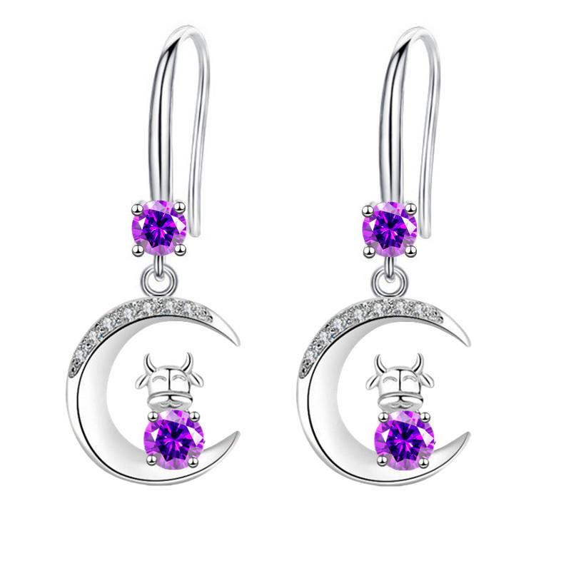 Chinese Zodiac Cow Earrings Moon Cow Drop Earrings Long Superior Temperament Ear Hooks